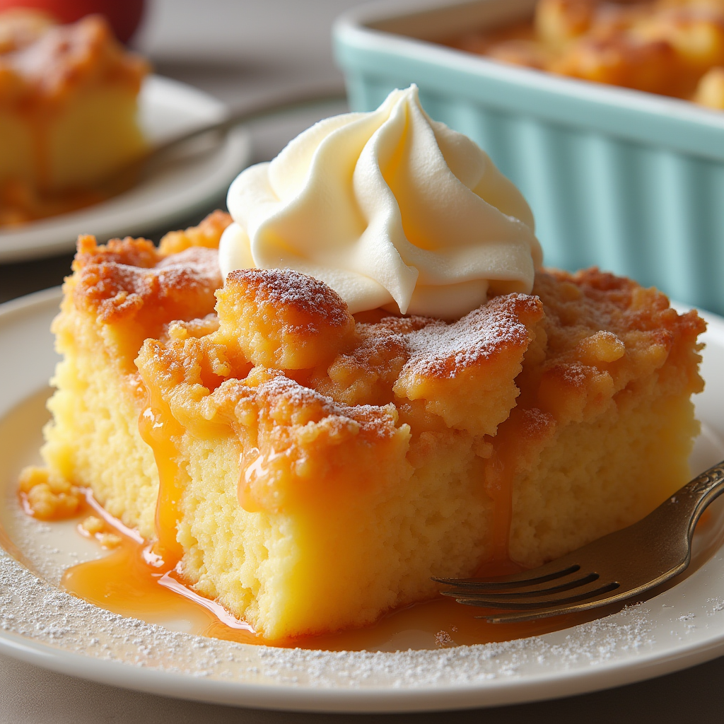 Peach Cobbler Dump Cake with cake mix and canned peaches